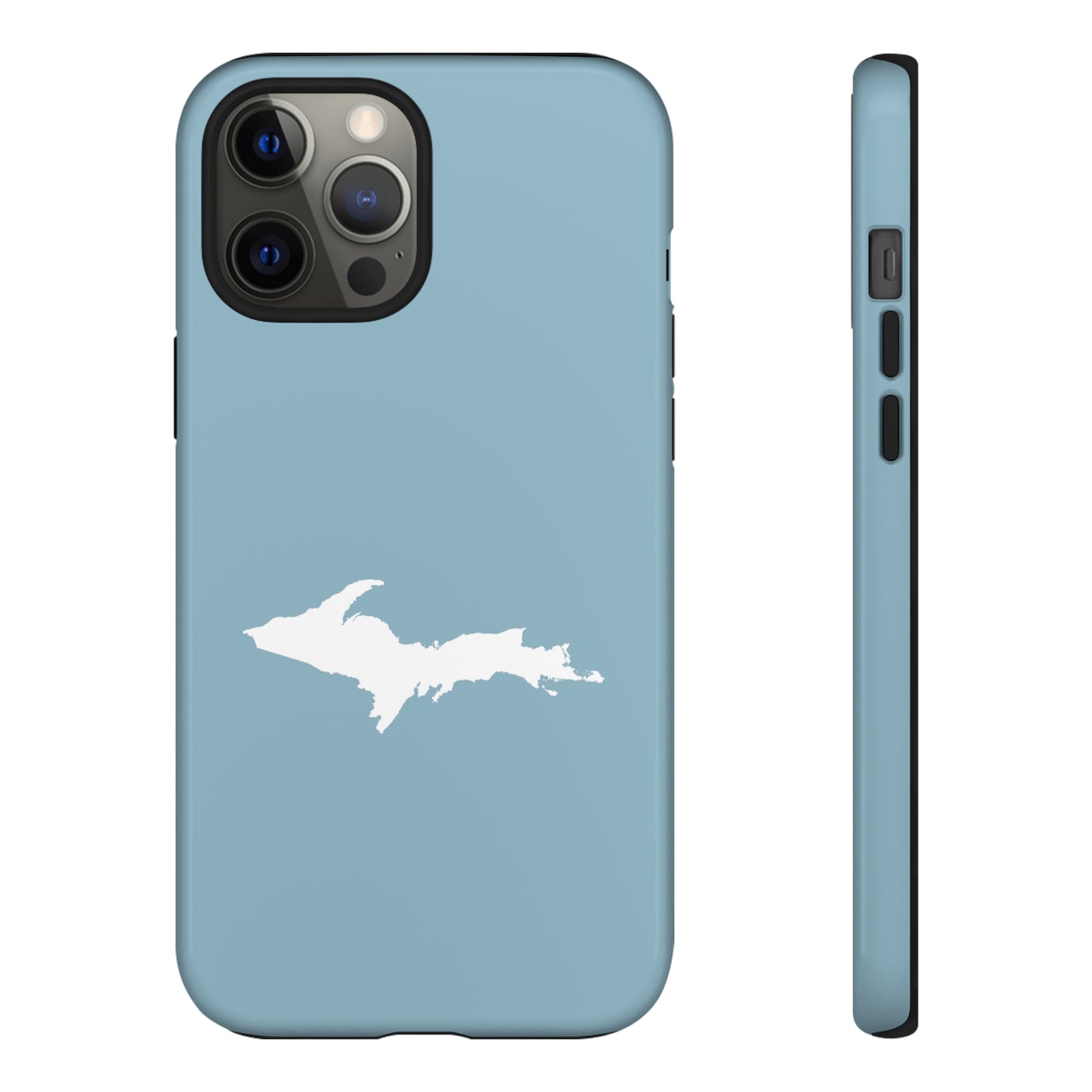 Michigan Upper Peninsula Tough Phone Case (Opal Blue w/ UP Outline) | Apple iPhone