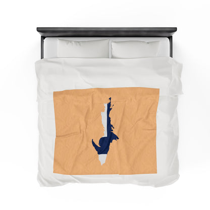 Michigan Upper Peninsula Plush Blanket (w/ UP Finland Flag Outline) | Pale Apricot