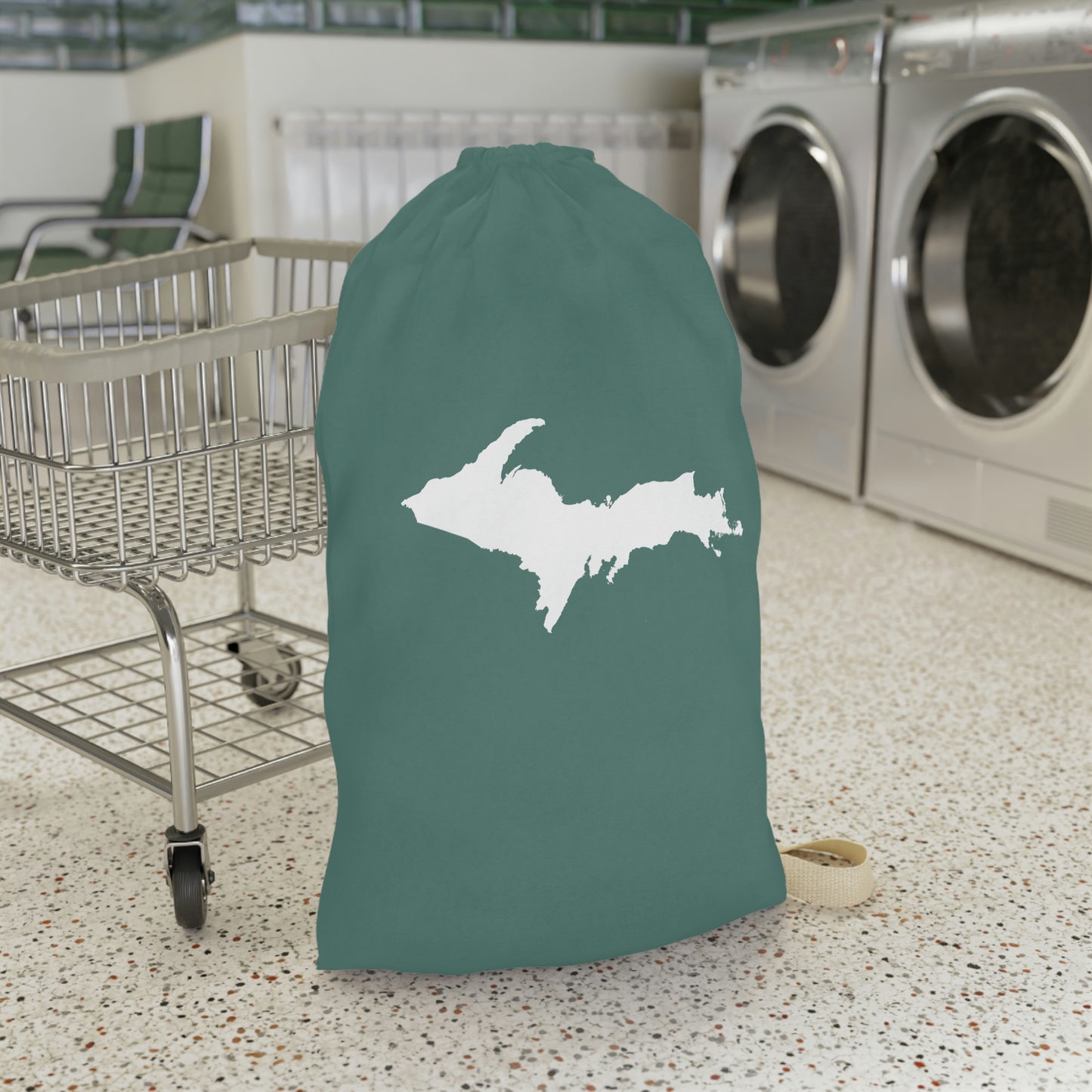 Michigan Upper Peninsula Laundry Bag (Copper Green w/ UP Outline)