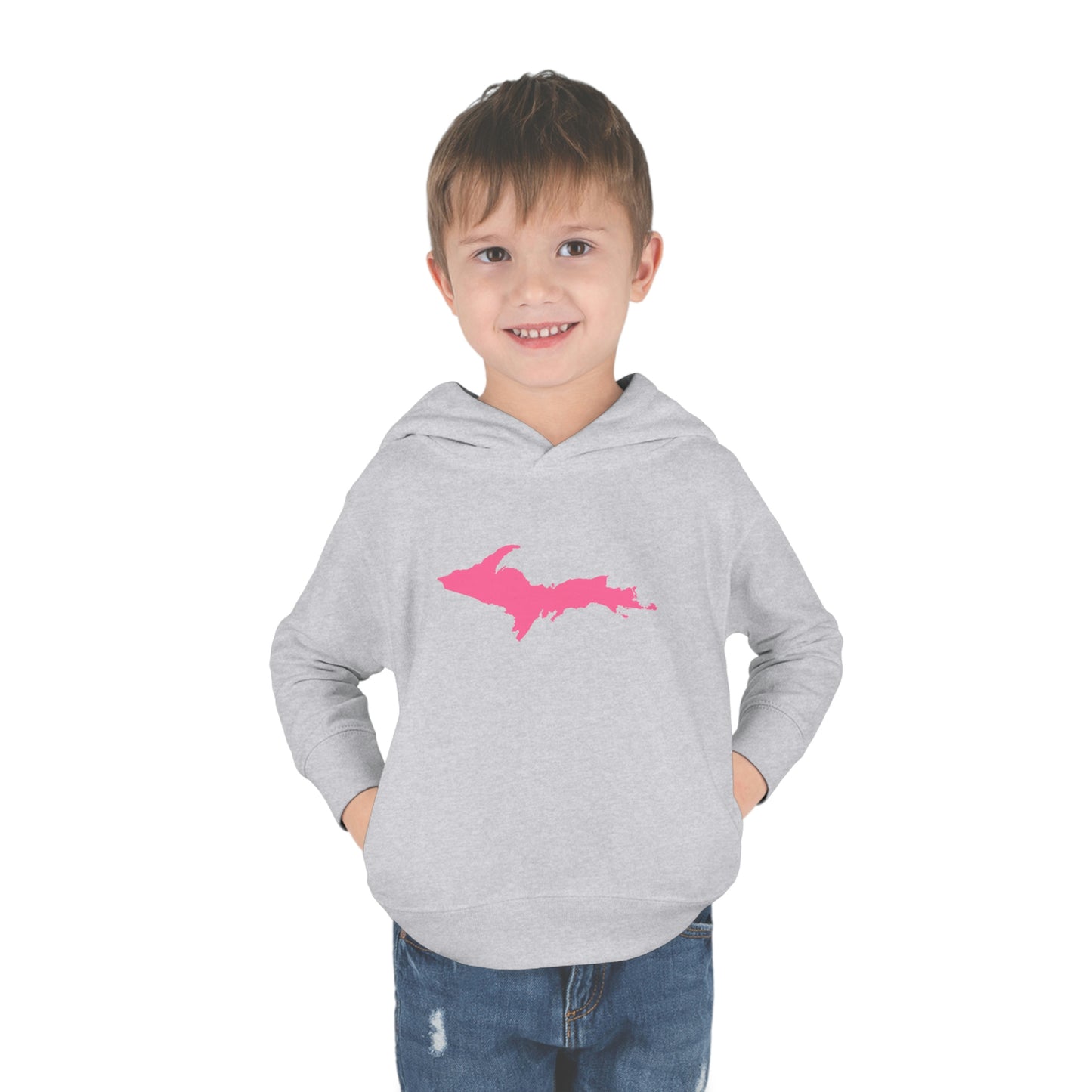 Michigan Upper Peninsula Hoodie (w/ Pink UP Outline) | Unisex Toddler