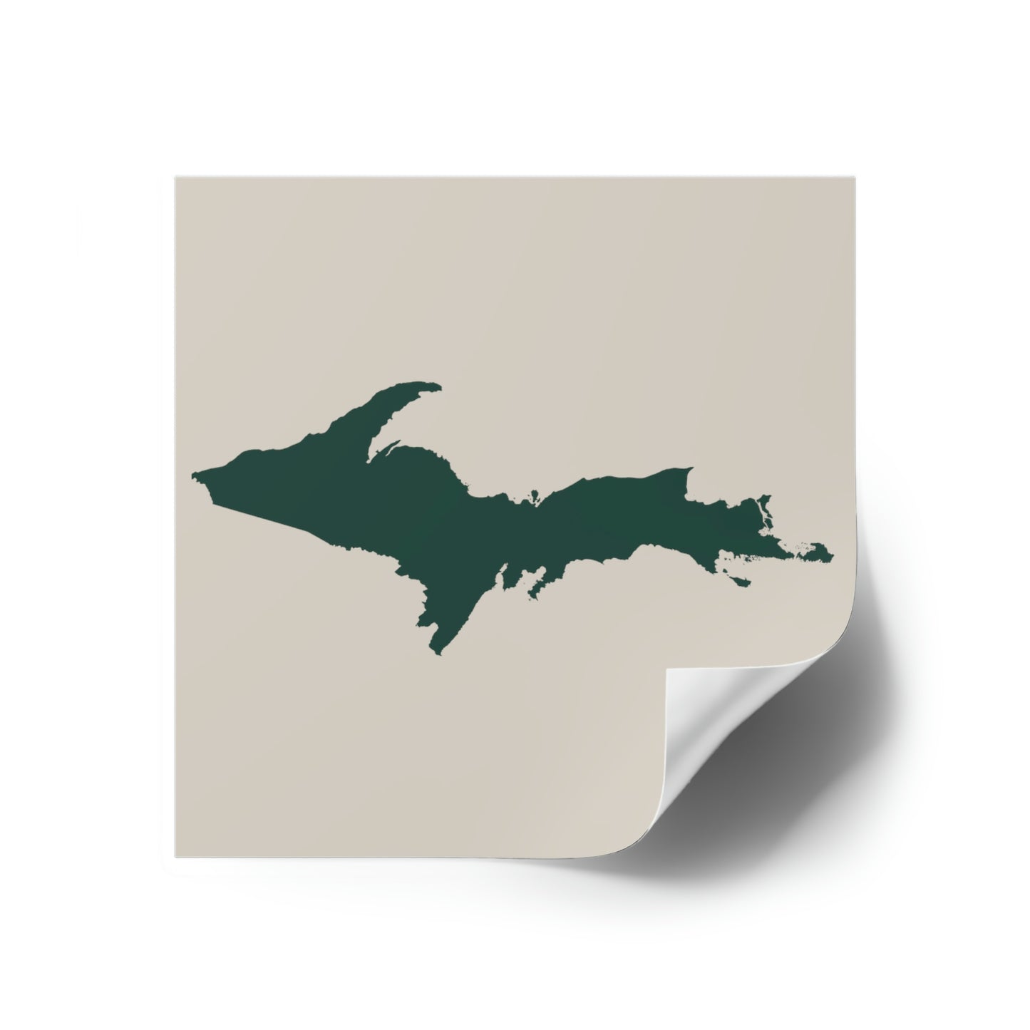 Michigan Upper Peninsula Square Sticker (Canvas Color w/ Green UP Outline) | Indoor/Outdoor