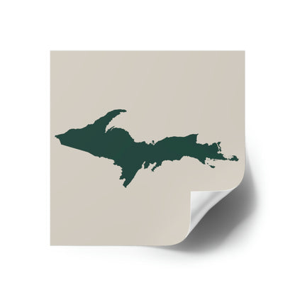 Michigan Upper Peninsula Square Sticker (Canvas Color w/ Green UP Outline) | Indoor/Outdoor