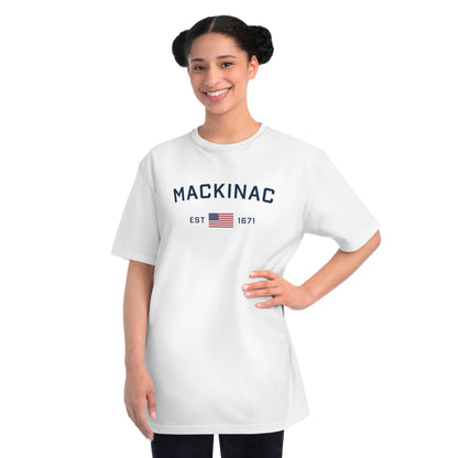 'Mackinac EST 1671' T-Shirt (w/ USA Flag | Organic Unisex