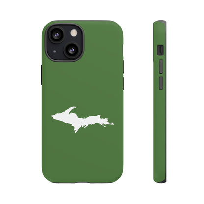 Michigan Upper Peninsula Tough Phone Case (Pine Green w/ UP Outline) | Apple iPhone