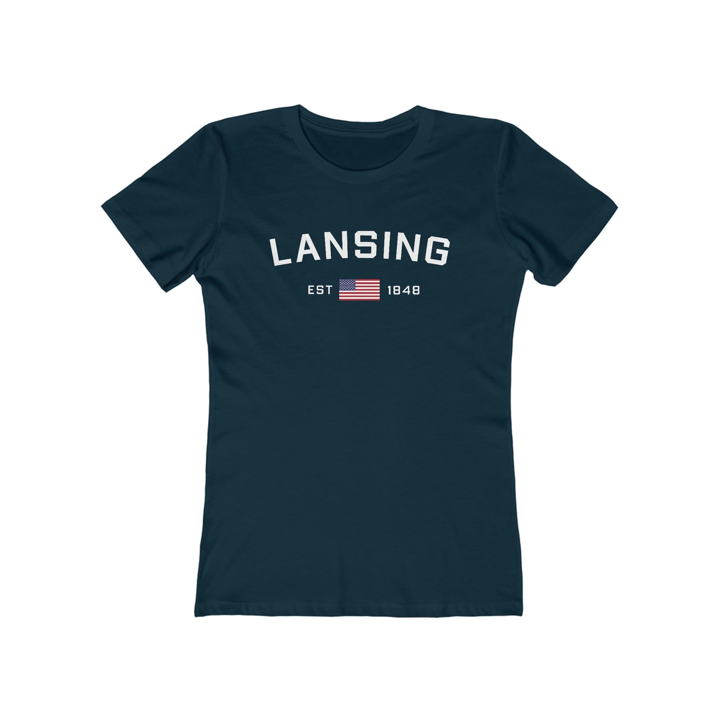 'Lansing EST 1848' (w/USA Flag Outline) | Women's Boyfriend Cut