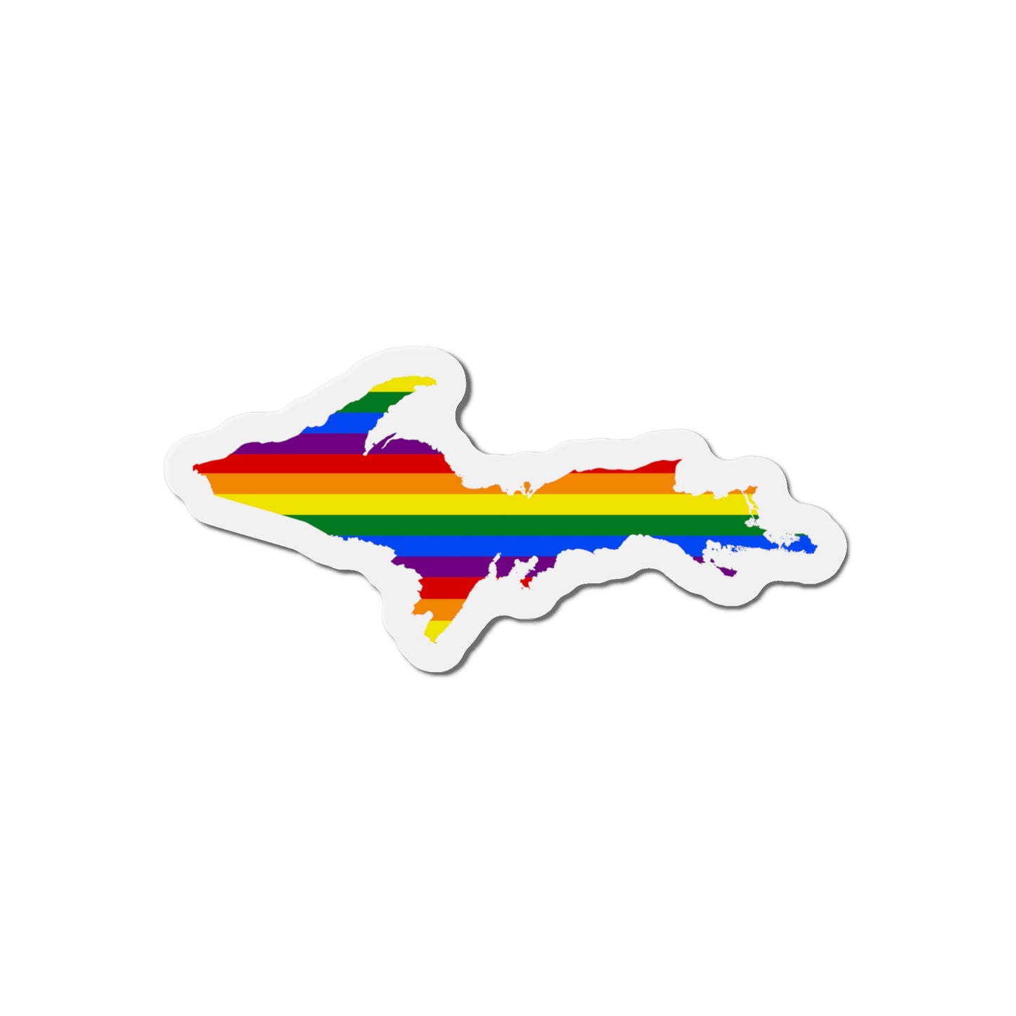 Michigan Upper Peninsula Kiss Cut Magnet (w/ UP Pride Flag Outline)