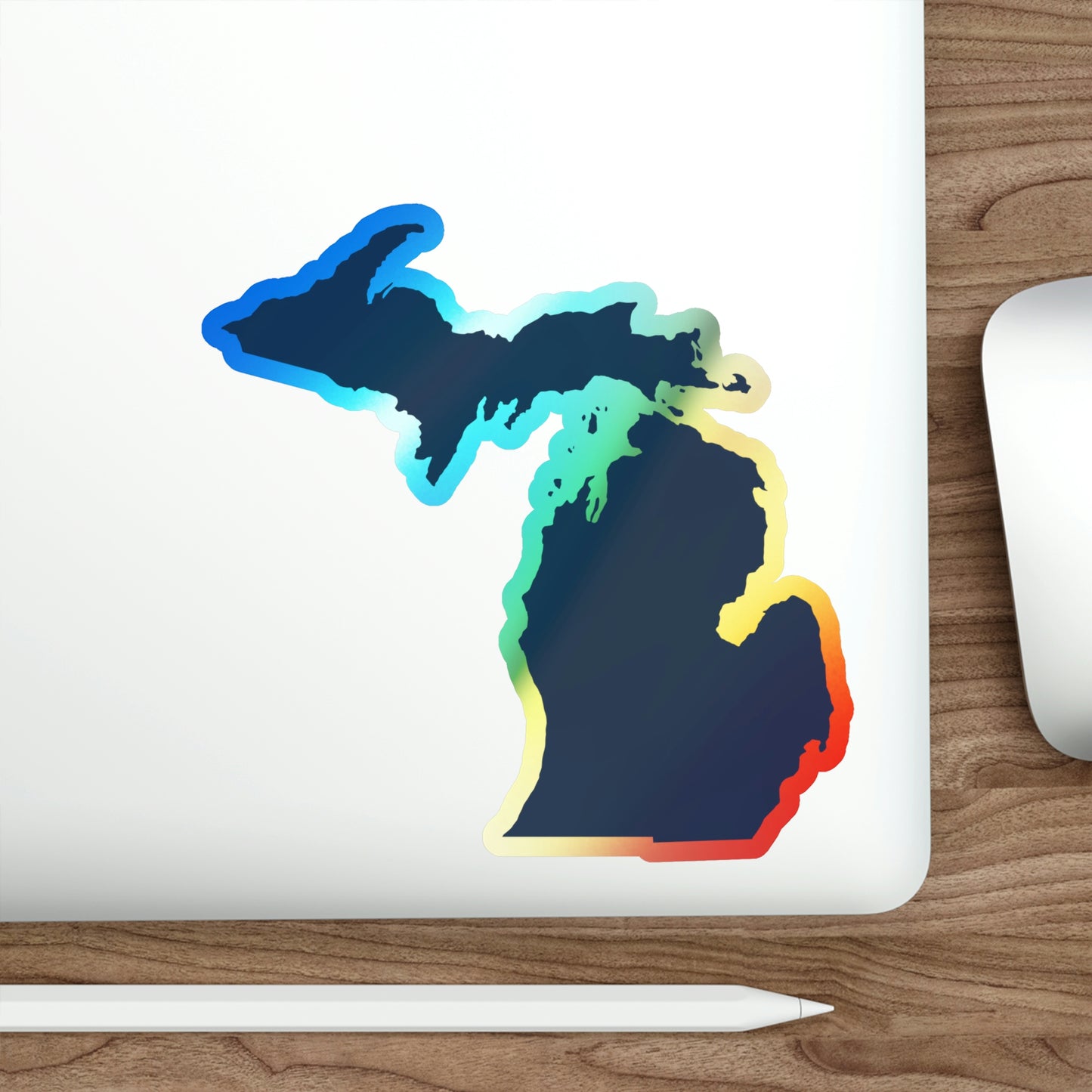 Michigan Outline Holographic Die-cut Stickers | Navy Color