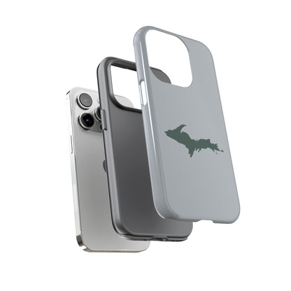 Michigan Upper Peninsula Tough Phone Case (Silver w/ Green UP Outline) | Apple iPhone