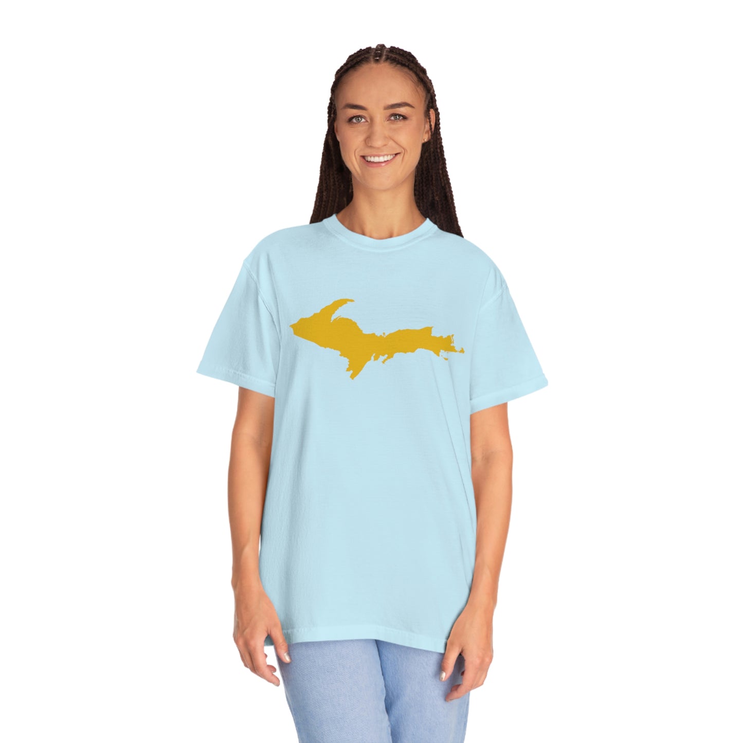 Michigan Upper Peninsula T-Shirt (w/ Gold UP Outline) | Unisex Garment-Dyed