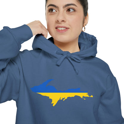 Michigan Upper Peninsula Hoodie (w/ UP Ukraine Flag Outline) | Unisex Garment-Dyed