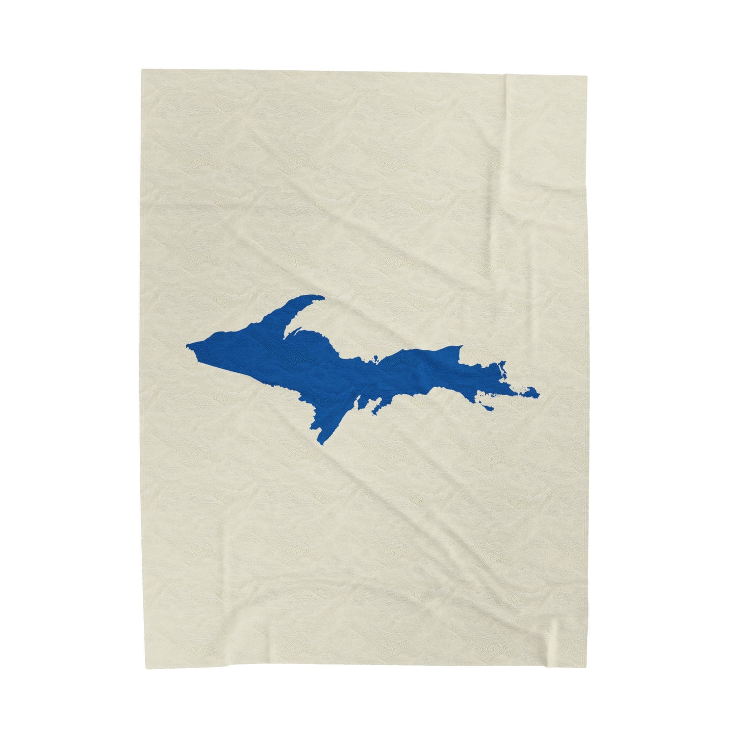 Michigan Upper Peninsula Plush Blanket (w/ Azure UP Outline) | Ivory White