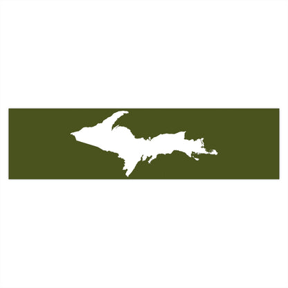 Michigan Upper Peninsula Bumper Sticker (w/ UP Outline) | Army Green Background