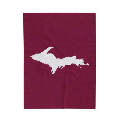 Michigan Upper Peninsula Plush Blanket (w/ UP Outline) | Ruby Red