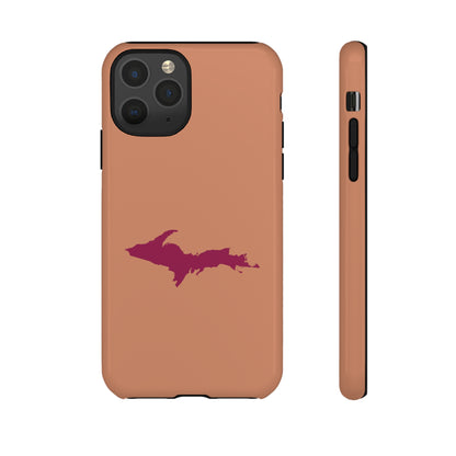 Michigan Upper Peninsula Tough Phone Case (Copper Color w/ Ruby UP Outline) | Apple iPhone