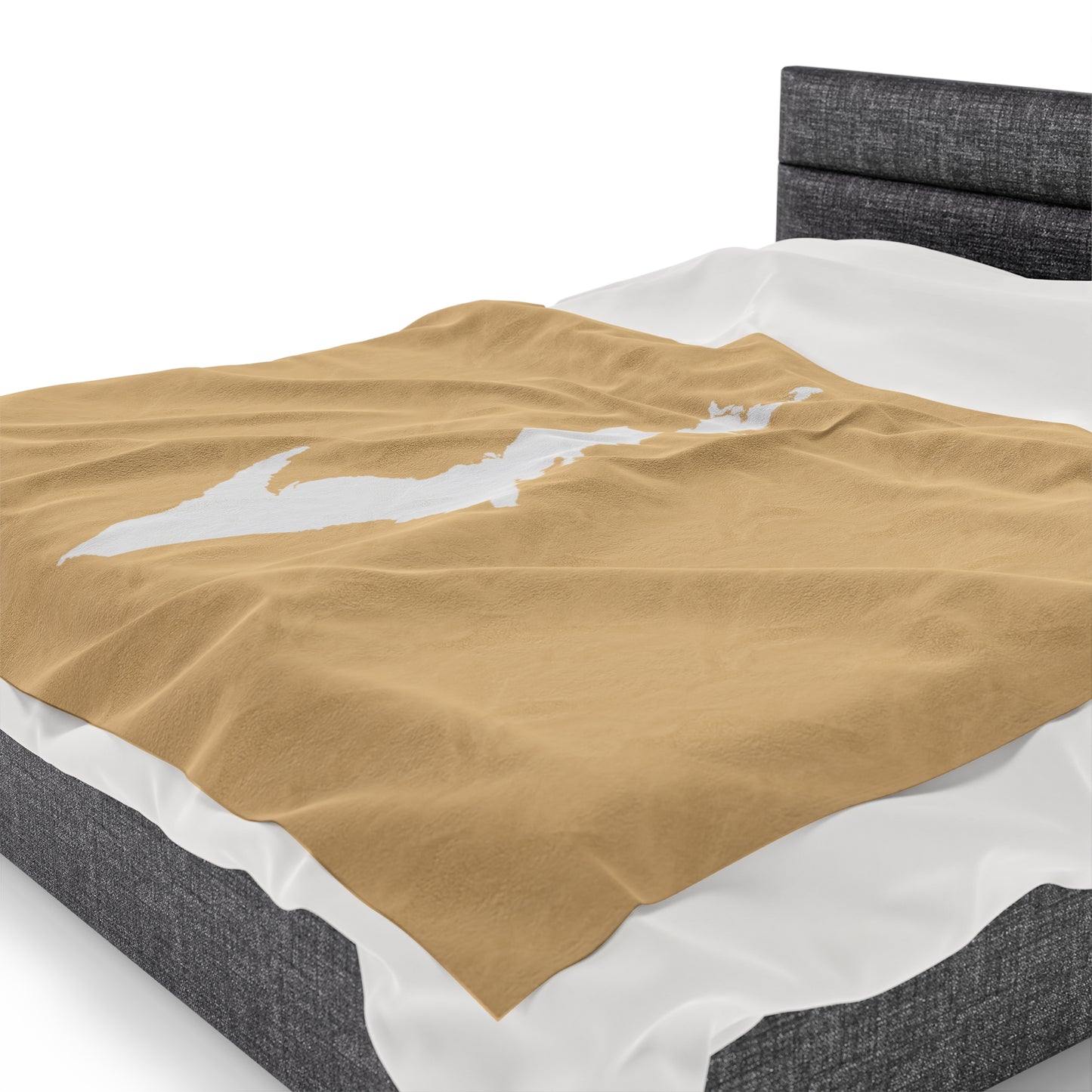 Michigan Upper Peninsula Plush Blanket (w/ UP Outline) | Maple Color