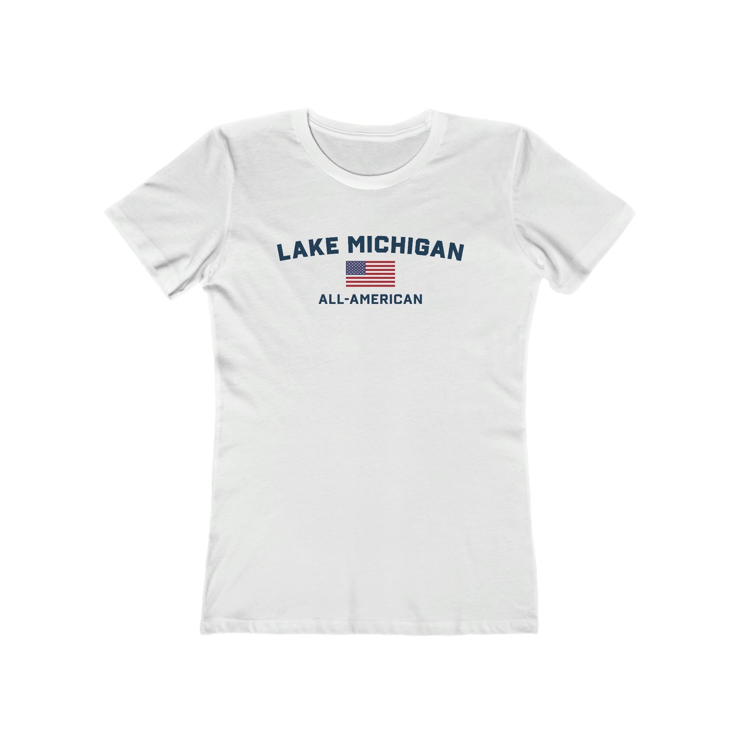 'Lake Michigan All-American' T-Shirt (w/USA Flag Outline) | Women's Boyfriend Cut