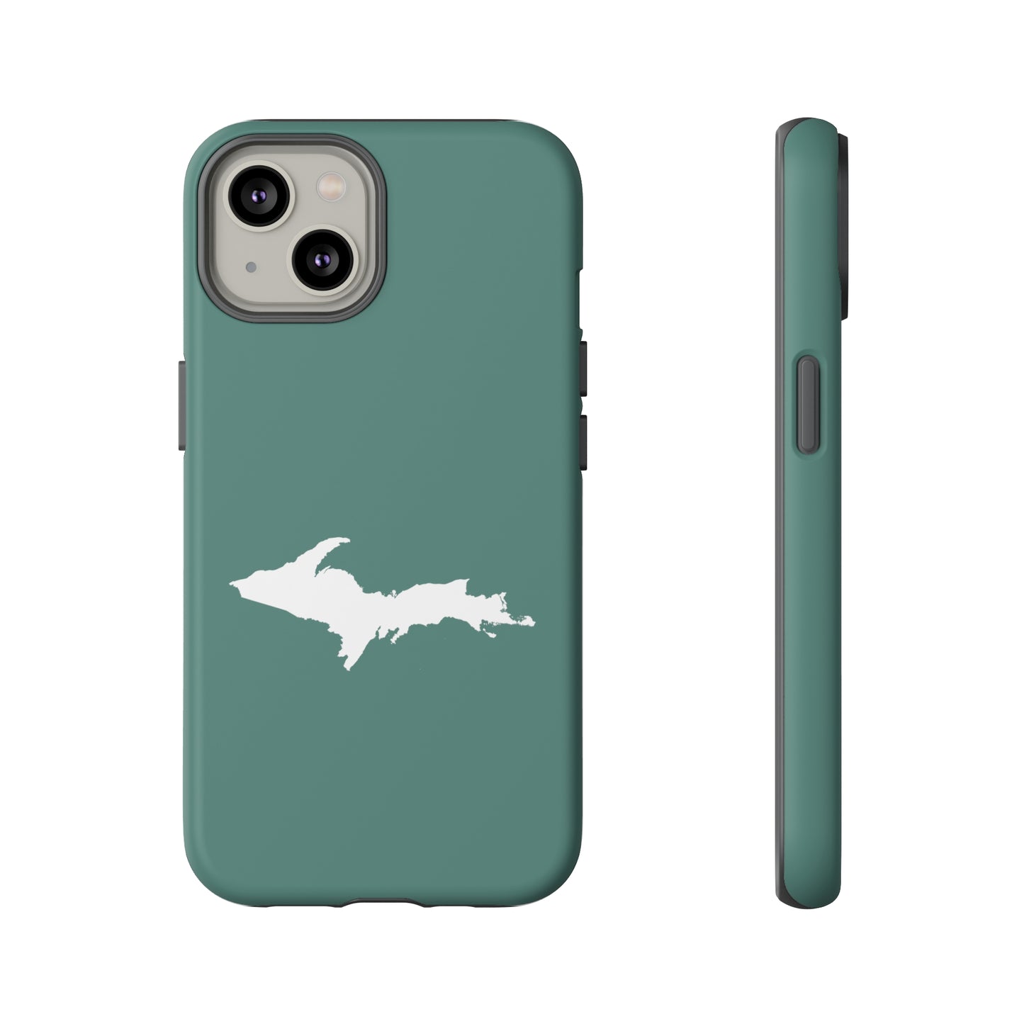 Michigan Upper Peninsula Tough Phone Case (Copper Green w/ UP Outline) | Apple iPhone