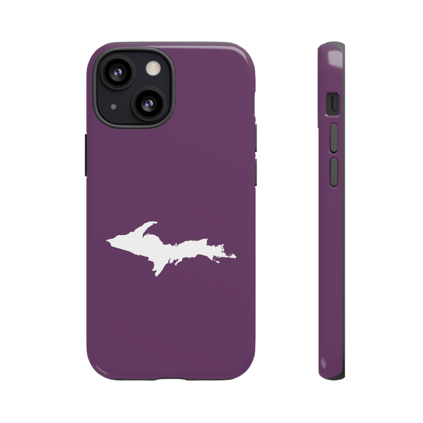 Michigan Upper Peninsula Tough Phone Case (Plum w/ UP Outline) | Apple iPhone