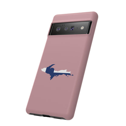 Michigan Upper Peninsula Tough Phone Case (Cherry Blossom Pink w/ UP Finland Flag Outline) | Samsung & Pixel Android