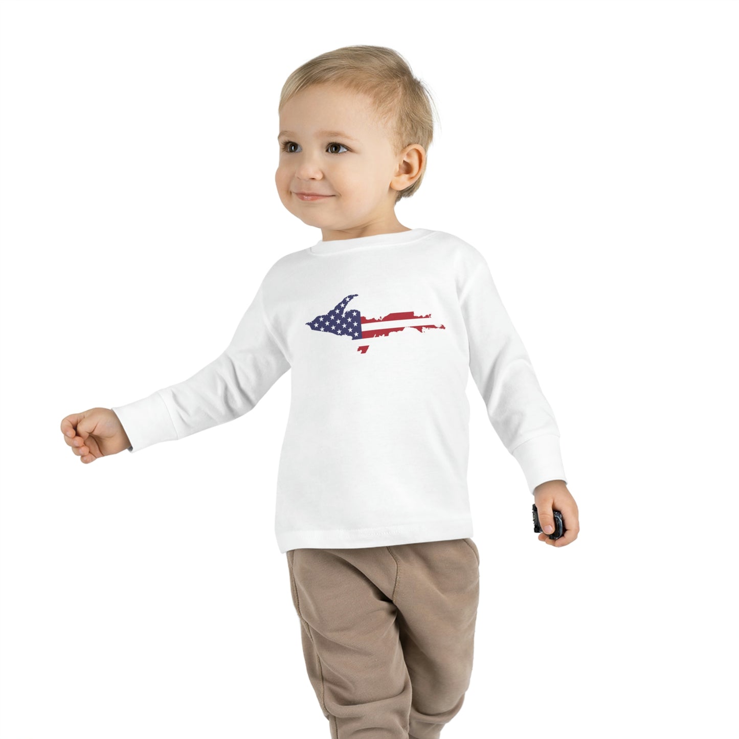 Michigan Upper Peninsula T-Shirt (w/ UP USA Flag Outline) | Toddler Long Sleeve