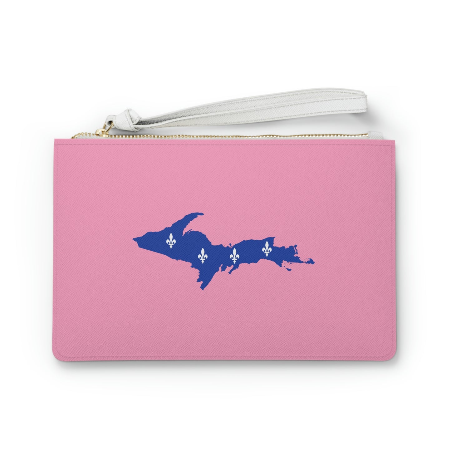 Michigan Upper Peninsula Clutch Bag ('67 Caddie Pink w/ UP Quebec Flag Outline)