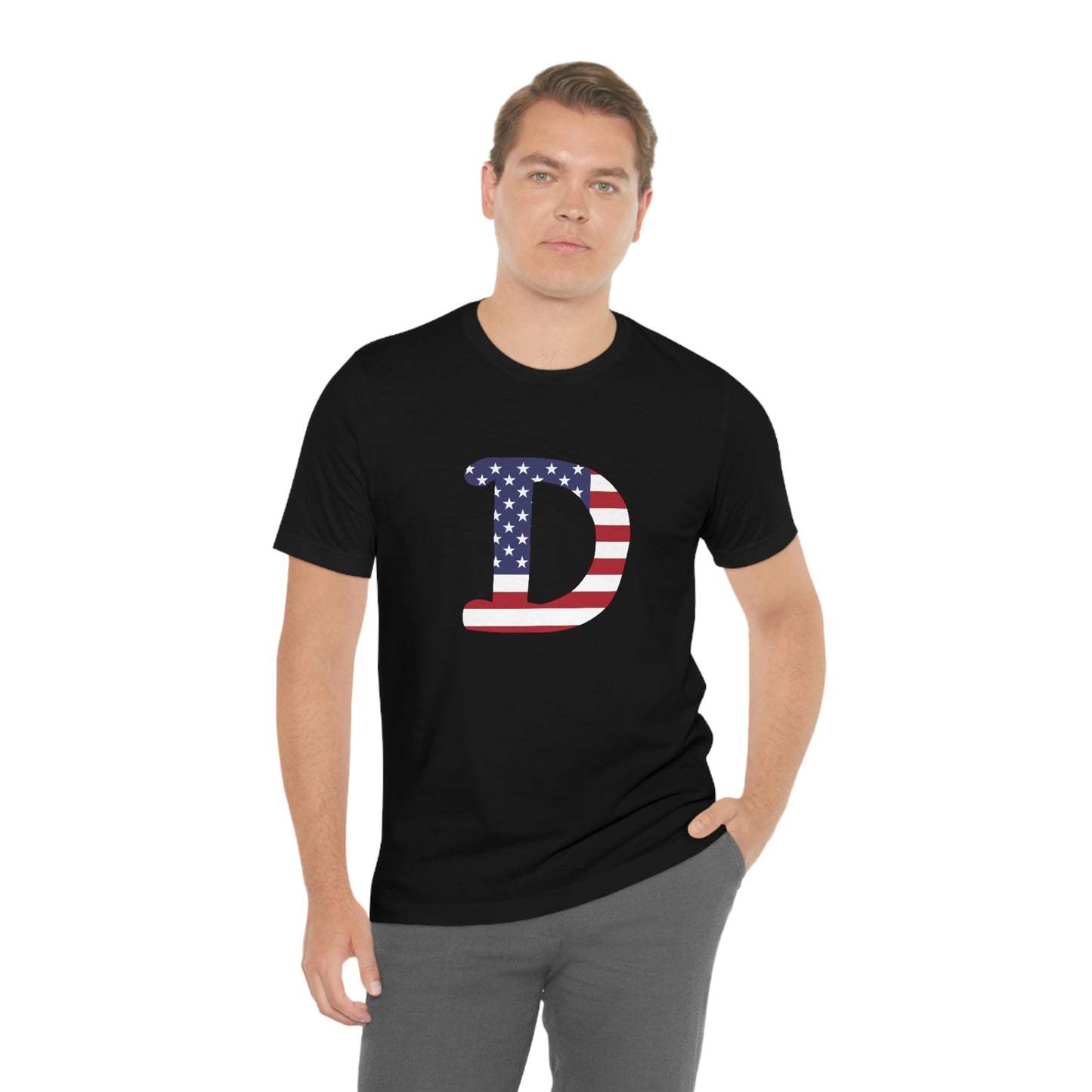 Detroit 'Old French D' T-Shirt (w/ USA Flag Outline) | Unisex Standard Fit