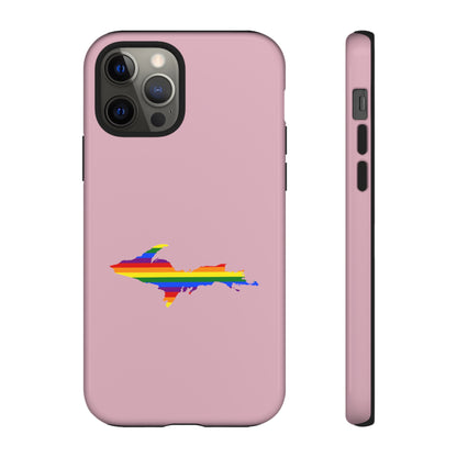 Michigan Upper Peninsula Tough Phone Case (Pink w/ UP Pride Flag Outline) | Apple iPhone