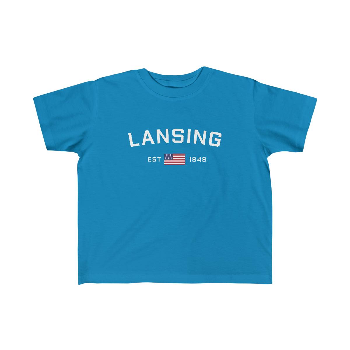 'Lansing EST 1848' T-Shirt  (w/USA Outline Font) | Toddler Short Sleeve - Circumspice Michigan