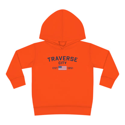 'Traverse City EST 1851' Hoodie (w/USA Flag Outline) | Unisex Toddler