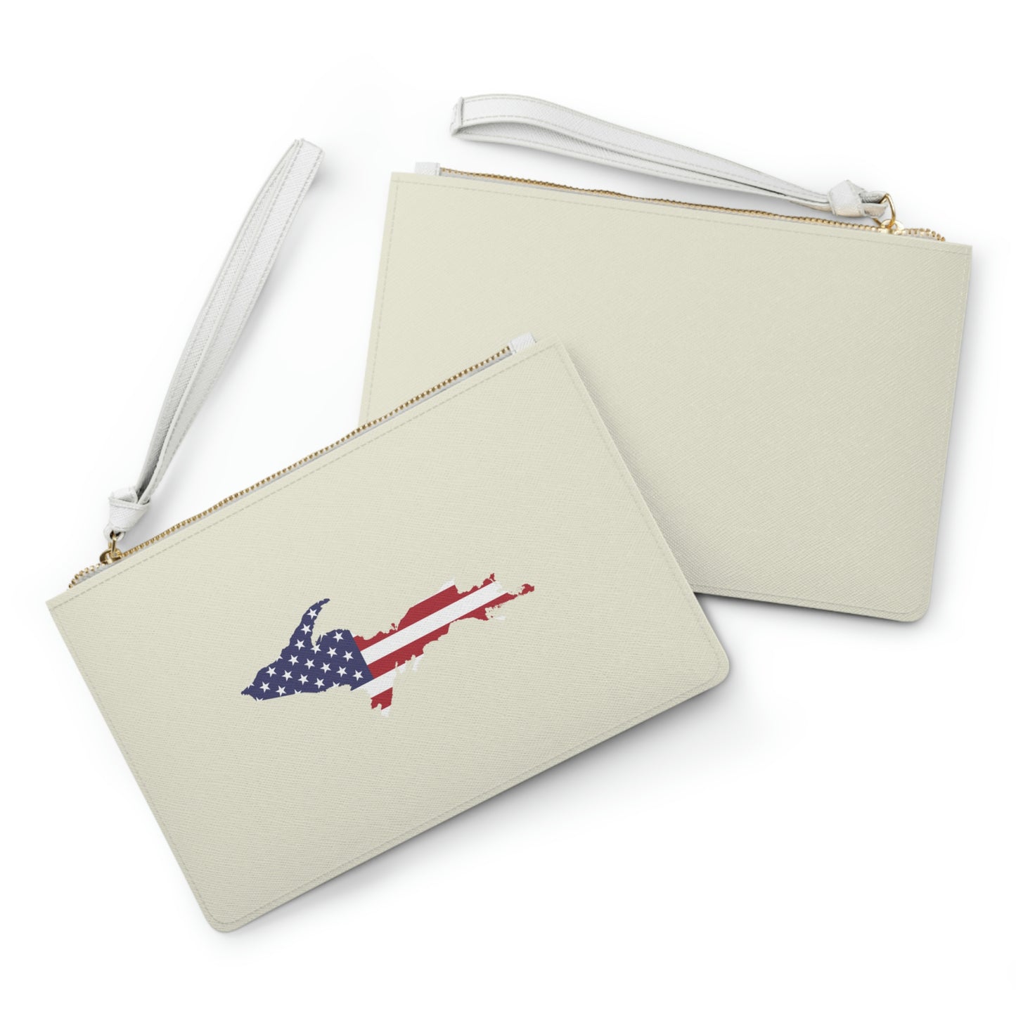 Michigan Upper Peninsula Clutch Bag (Ivory w/UP USA Flag Outline)