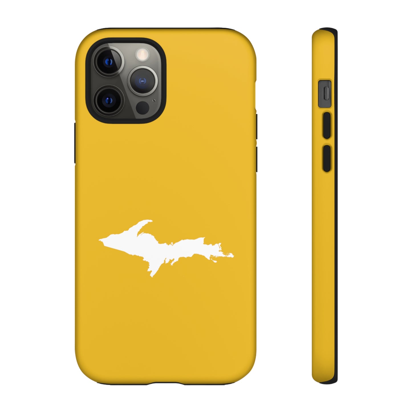 Michigan Upper Peninsula Tough Phone Case (Gold Color w/ UP Outline) | Apple iPhone