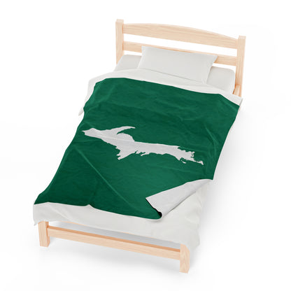 Michigan Upper Peninsula Plush Blanket (w/ UP Outline) | Emerald Green