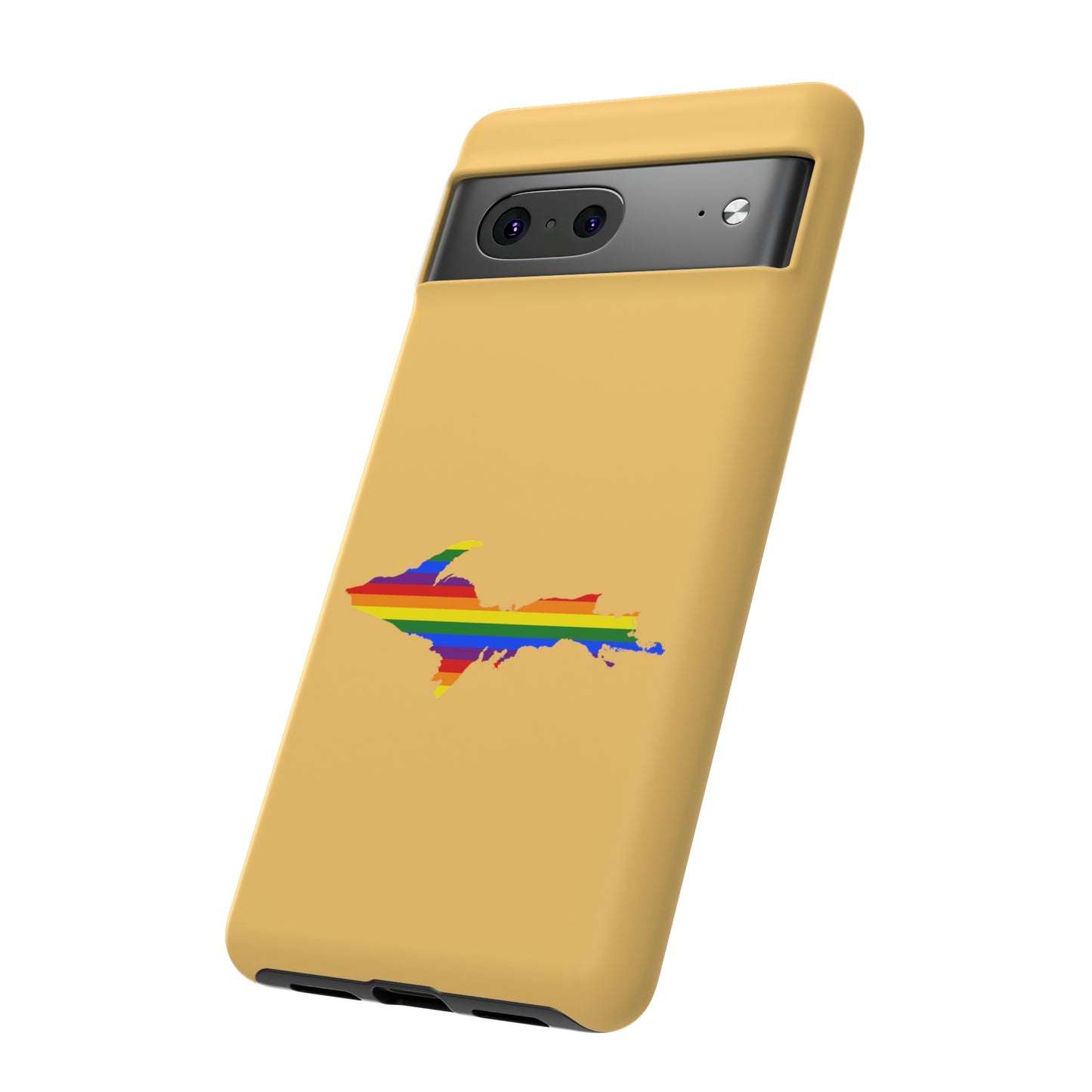 Michigan Upper Peninsula Tough Phone Case (Citrine w/ UP Pride Flag Outline) | Samsung & Pixel Android