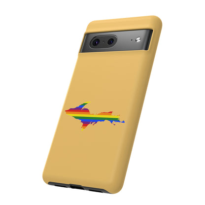 Michigan Upper Peninsula Tough Phone Case (Citrine w/ UP Pride Flag Outline) | Samsung & Pixel Android