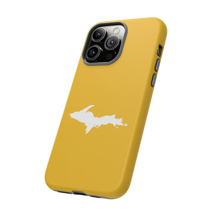 Michigan Upper Peninsula Tough Phone Case (Gold Color w/ UP Outline) | Apple iPhone