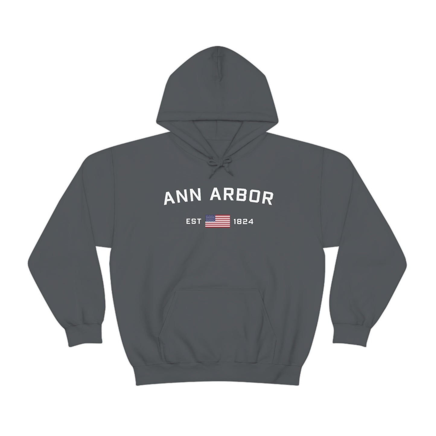 'Ann Arbor EST 1823' Hoodie (w/USA Flag Outline) | Unisex Standard