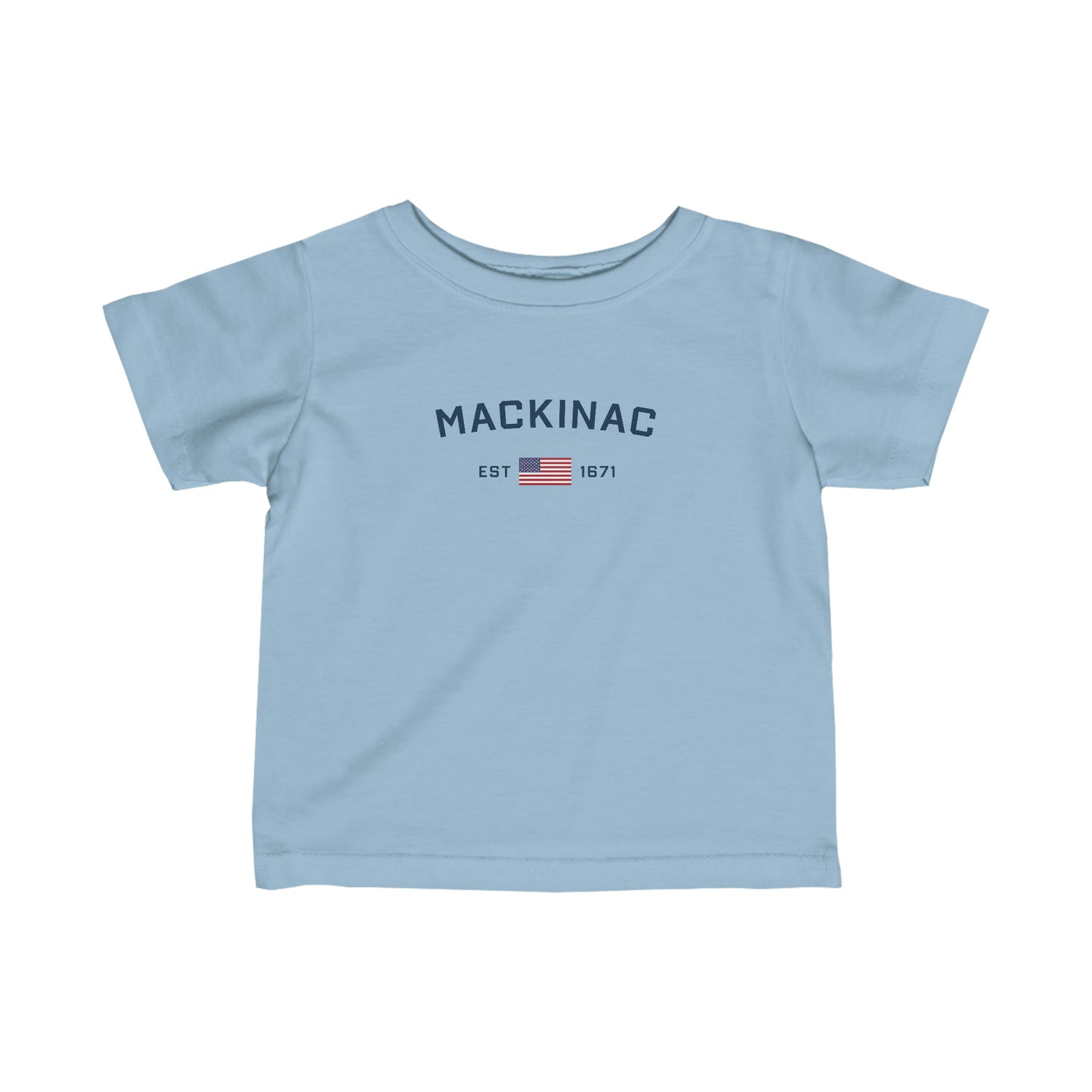 'Mackinac EST 1671' T-Shirt (w/USA Flag Outline) |  Infant Short Sleeve