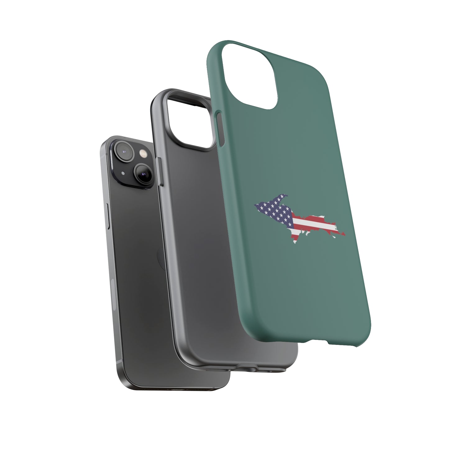 Michigan Upper Peninsula Tough Phone Case (Copper Green w/ UP USA Outline) | Apple iPhone