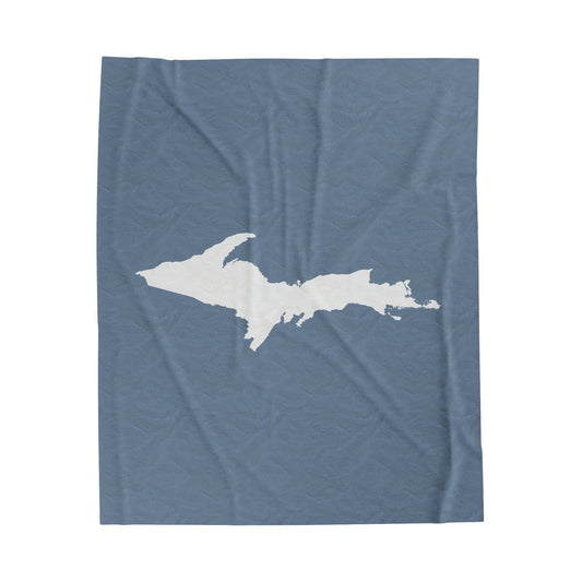 Michigan Upper Peninsula Plush Blanket (w/ UP Outline) | B-24 Liberator Grey