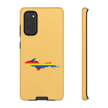 Michigan Upper Peninsula Tough Phone Case (Citrine w/ UP Pride Flag Outline) | Samsung & Pixel Android