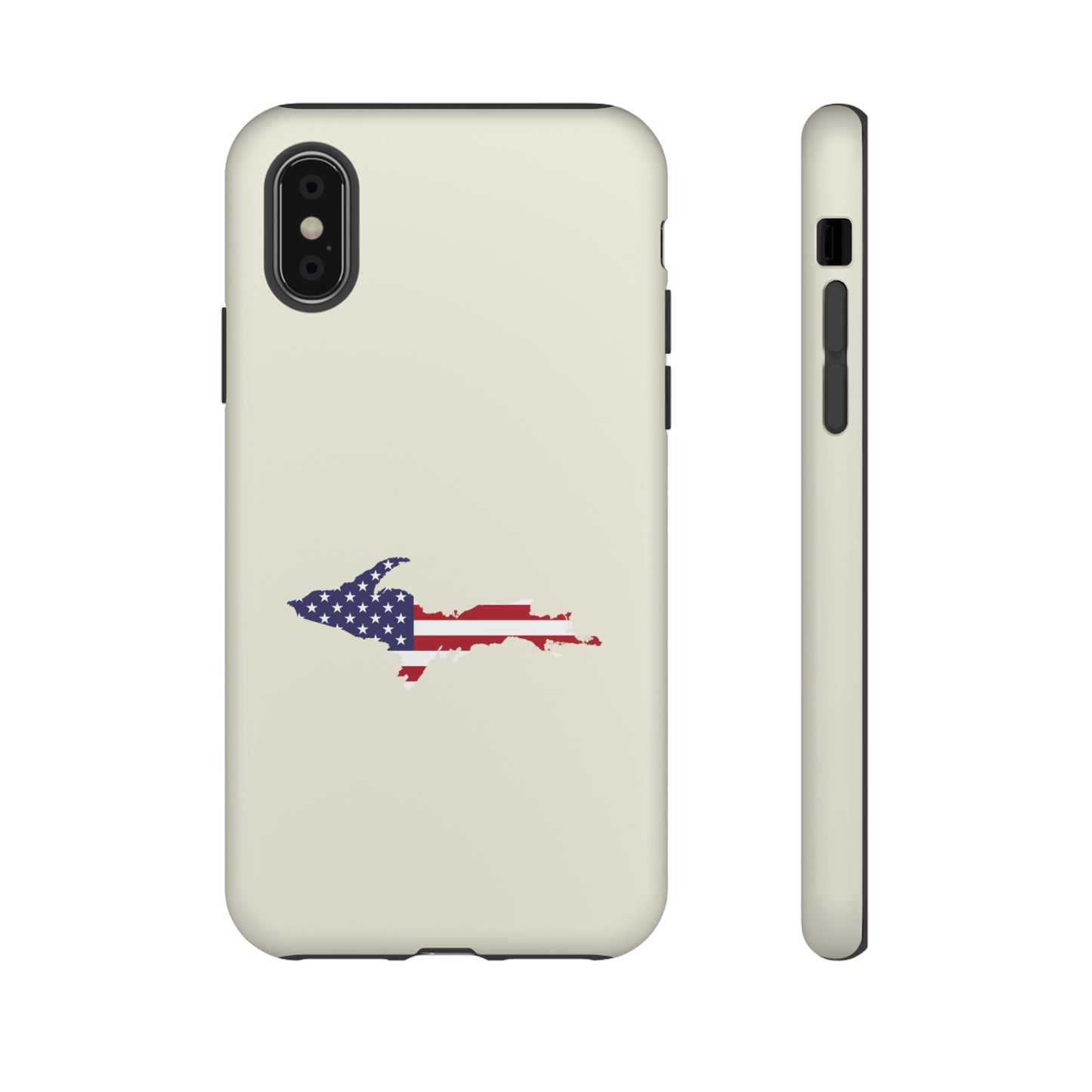 Michigan Upper Peninsula Tough Phone Case (Ivory Color w/ UP USA Outline) | Apple iPhone