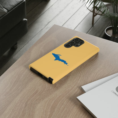 Michigan Upper Peninsula Tough Phone Case (Citrine w/ Azure UP Outline) | Samsung & Pixel Android