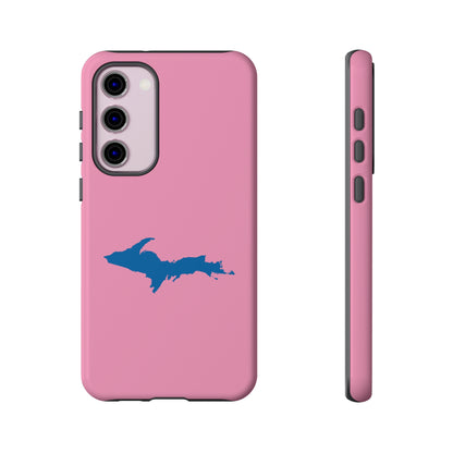 Michigan Upper Peninsula Tough Phone Case ('67 Caddie Pink w/ Azure UP Outline) | Samsung & Pixel Android