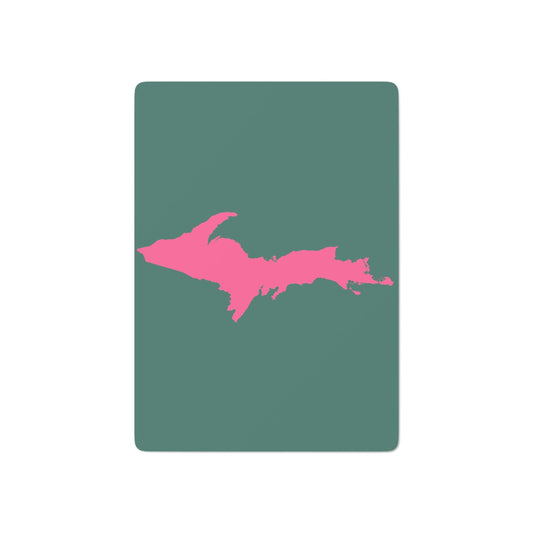 Michigan Upper Peninsula Poker Cards (Copper Green w/ Pink UP Outline)