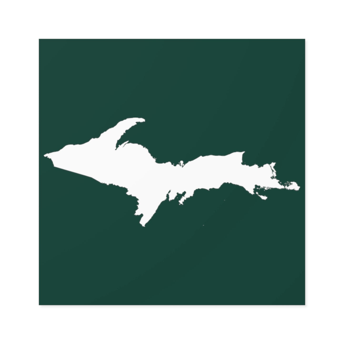 Michigan Upper Peninsula Square Sticker (Green w/ UP Outline) | Indoor/Outdoor