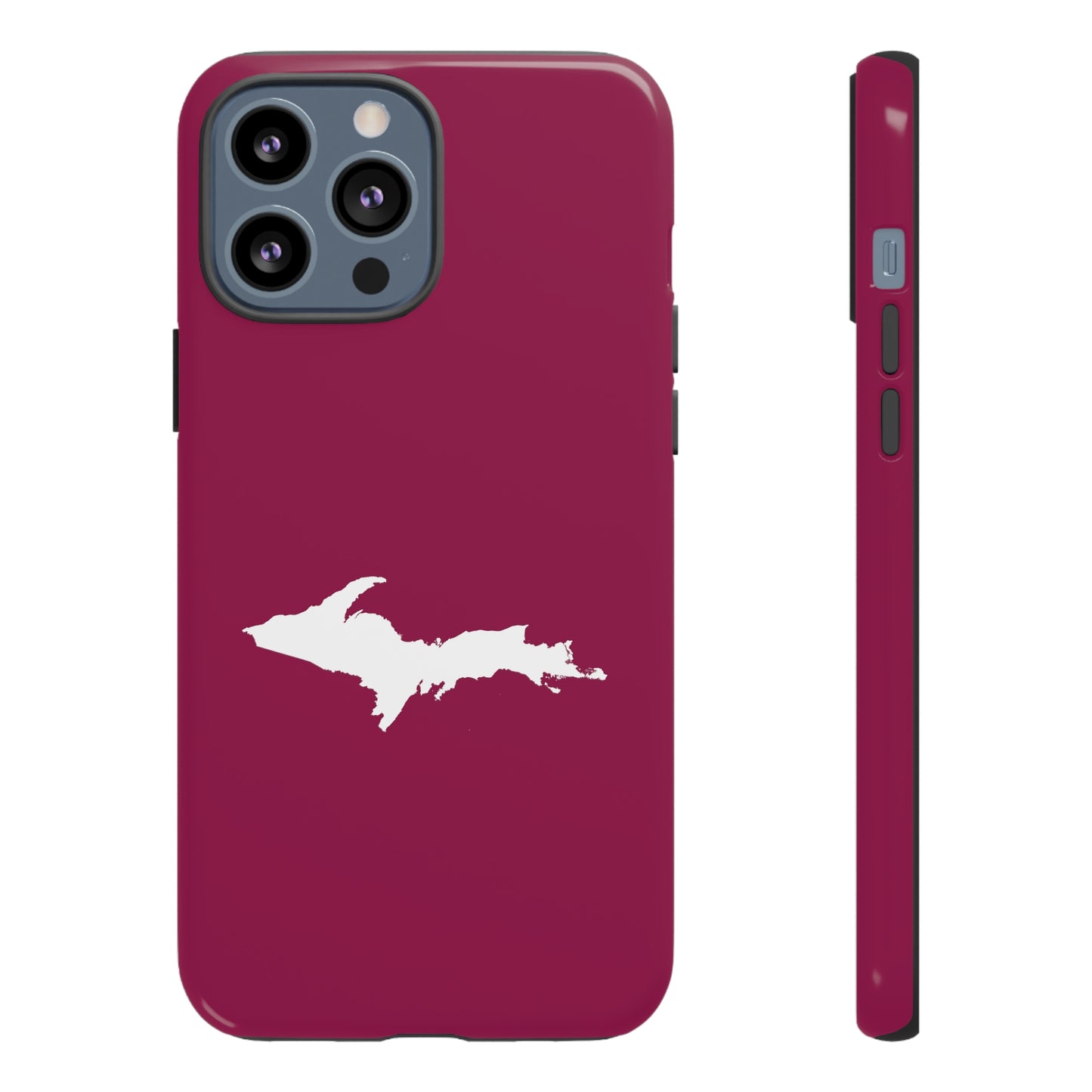 Michigan Upper Peninsula Tough Phone Case (Ruby Red w/ UP Outline) | Apple iPhone