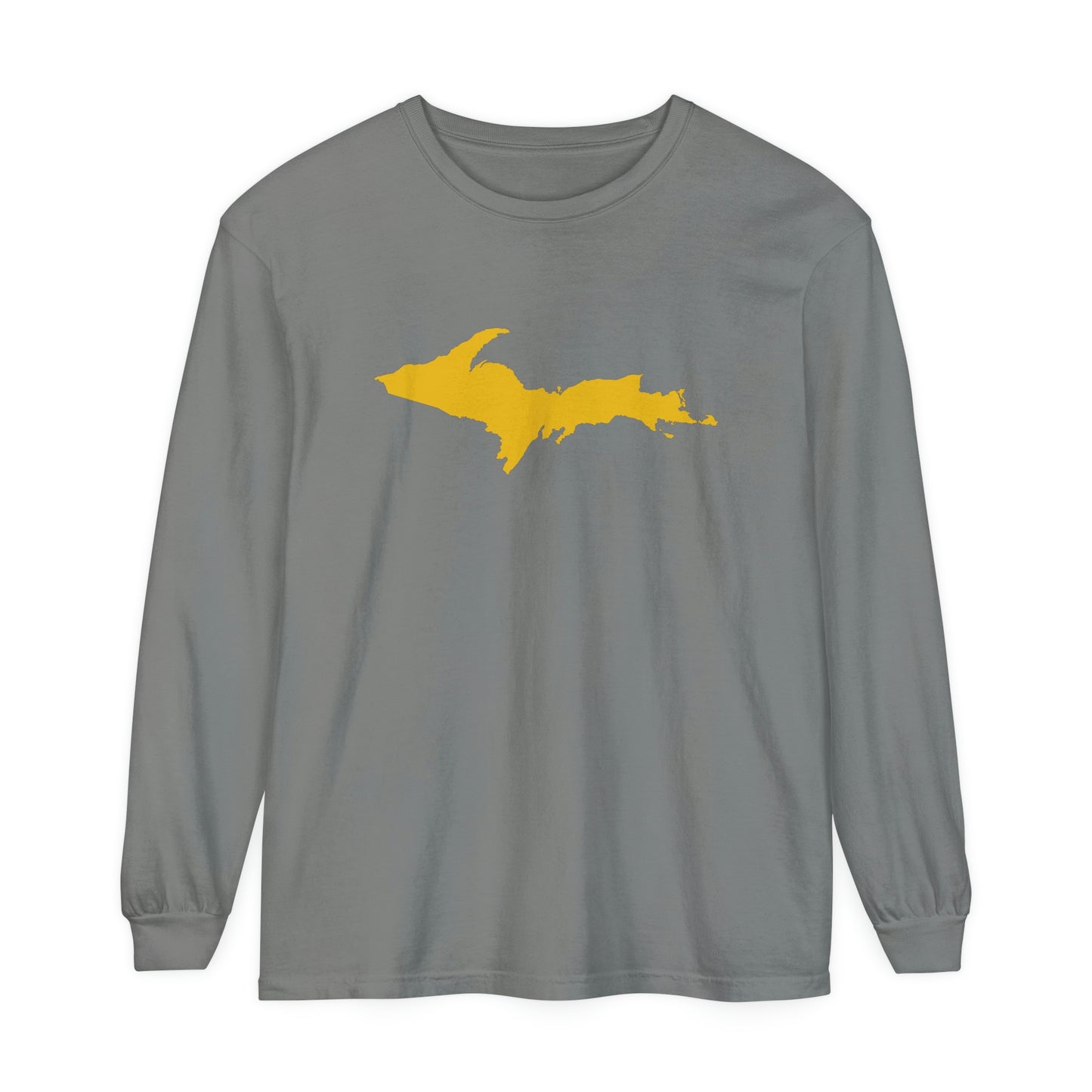 Michigan Upper Peninsula Garment-Dyed T-Shirt (w/ Gold UP Outline) | Unisex Long Sleeve