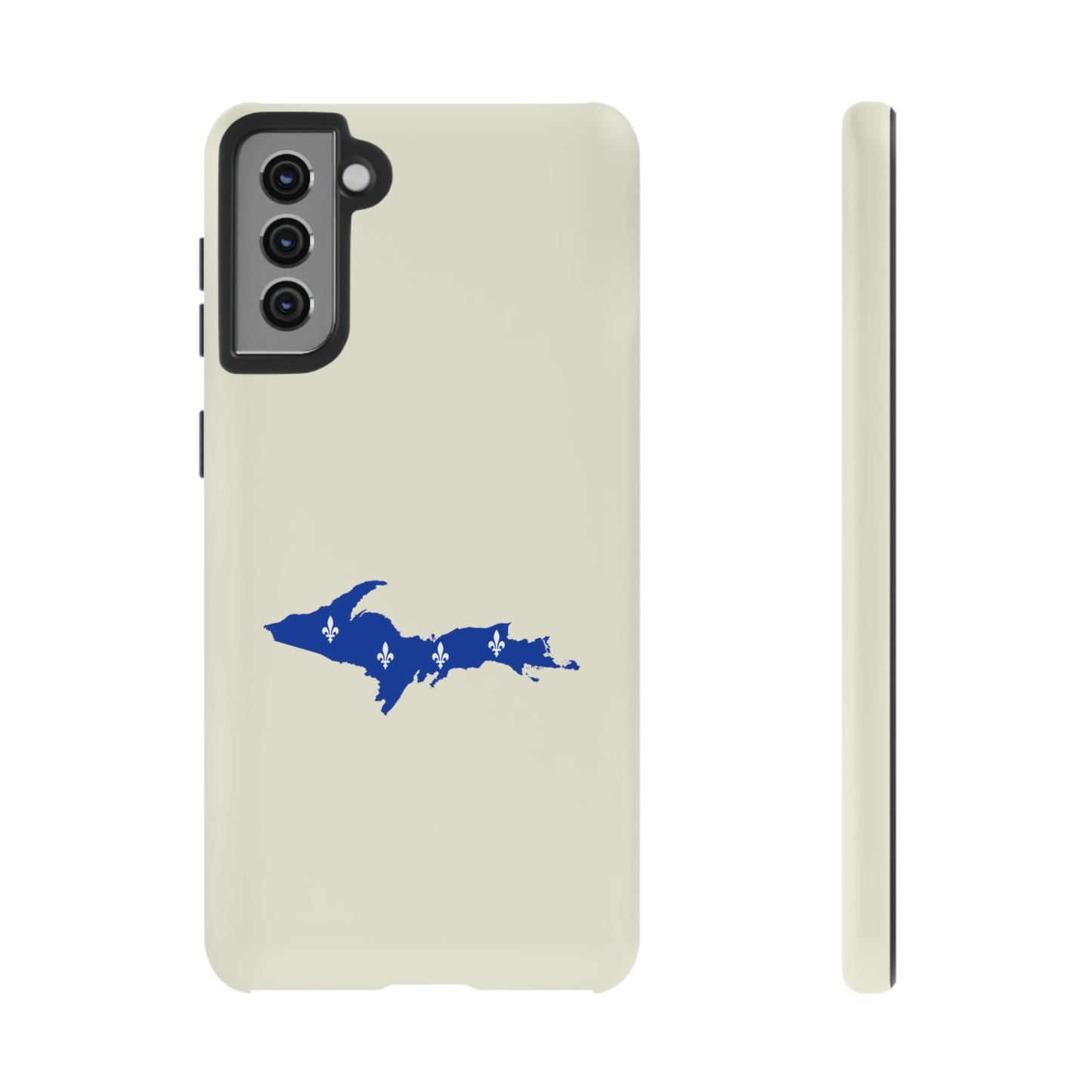 Michigan Upper Peninsula Tough Phone Case (Ivory Color w/ UP Quebec Flag Outline) | Samsung & Pixel Android