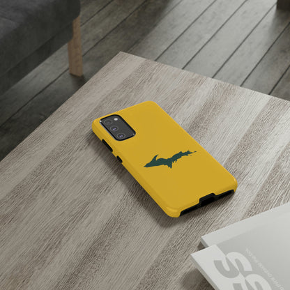 Michigan Upper Peninsula Tough Phone Case (Gold w/ Green UP Outline) | Samsung & Pixel Android