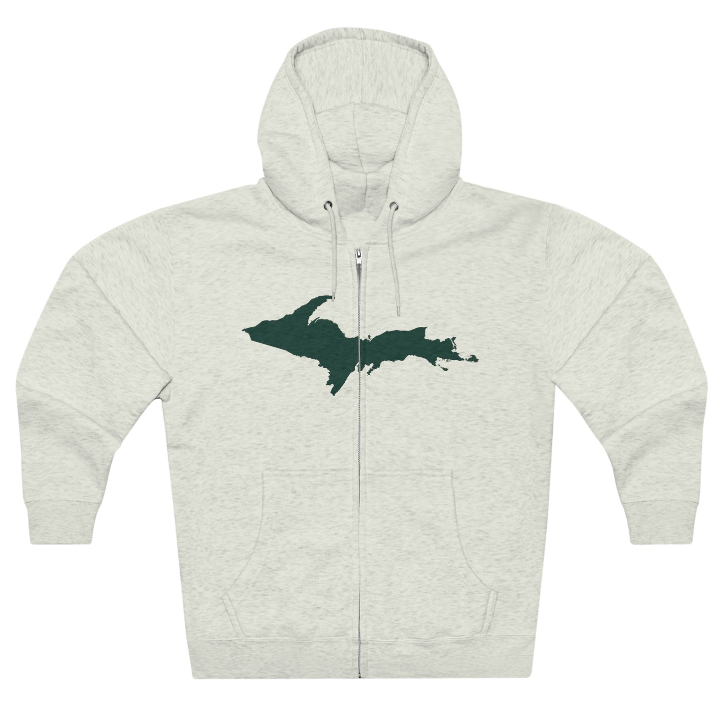 Michigan Upper Peninsula Full-Zip Hoodie (w/ Green UP Outline)